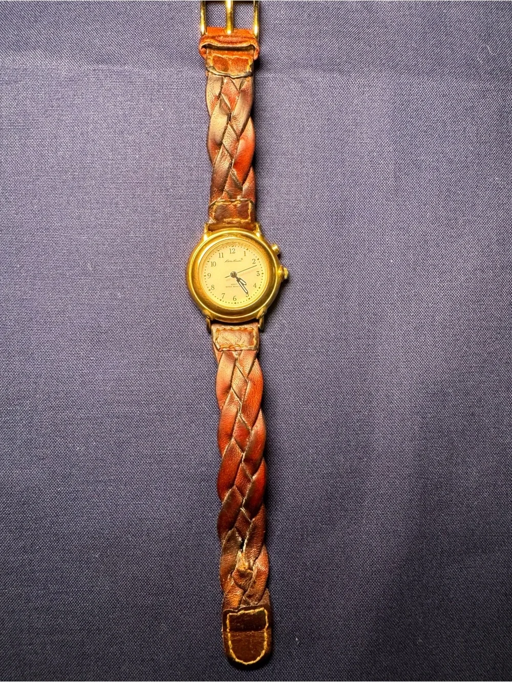 Eddie Bauer Gold-Tone Case Watch with Brown Leather Strap